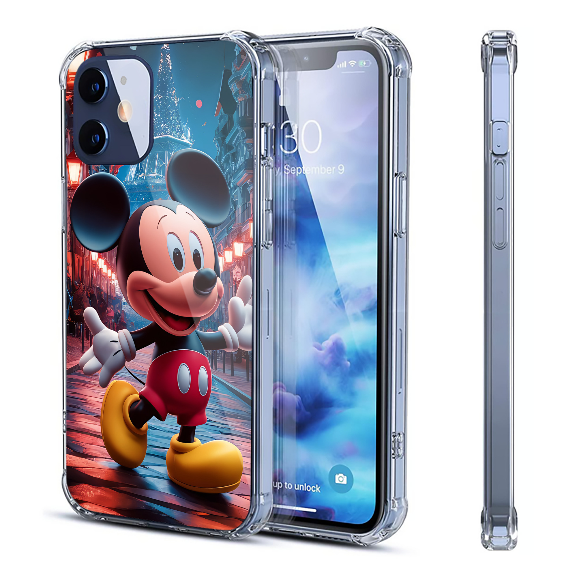 （画像用） ミッキーマウス Mickey Mouse 【iPhone 12シリーズ対応】透明スマホケース（クリアソフトケース）